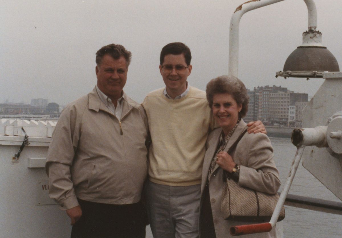 Cecil with Mom and Dad en route to Belgium, June 1988