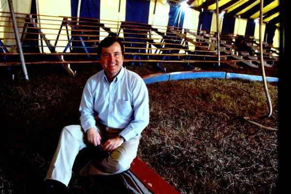Circus Promoter Jim Pitts in the Center Ring of a Circus sometime in the 1970s